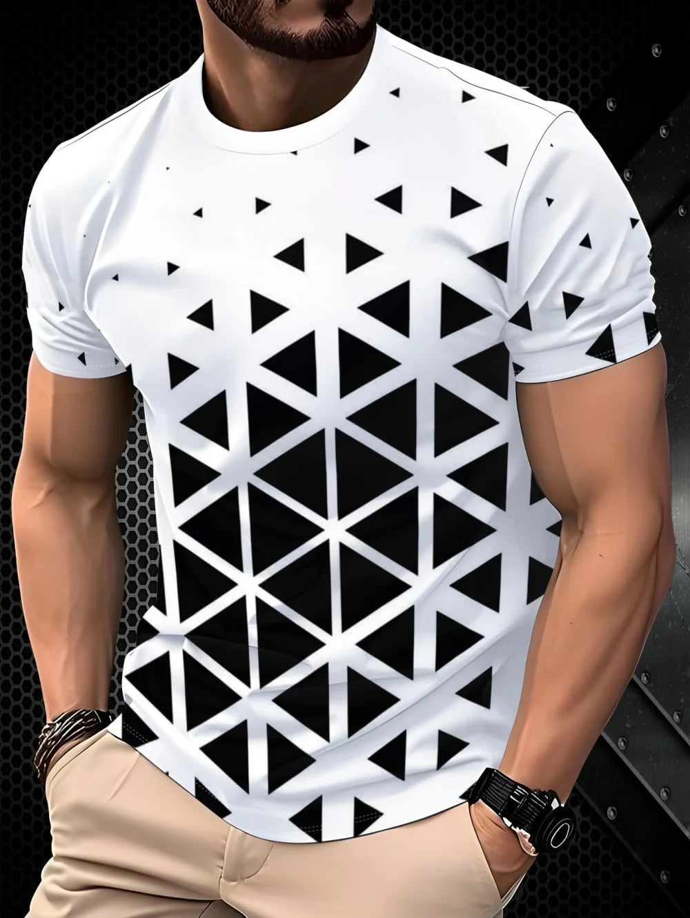 T-Shirt Homme Imprimé 3D Manches Courtes – Style Street Artistique – CLEVI Paris