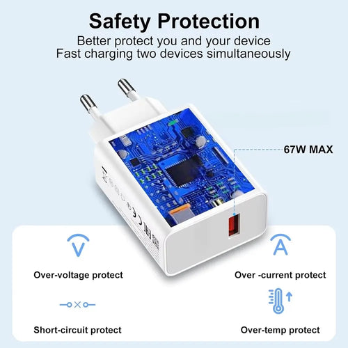Chargeur Rapide 67W 6A USB-C Xiaomi Redmi POCO Prise EU + Câble – CLEVI Paris