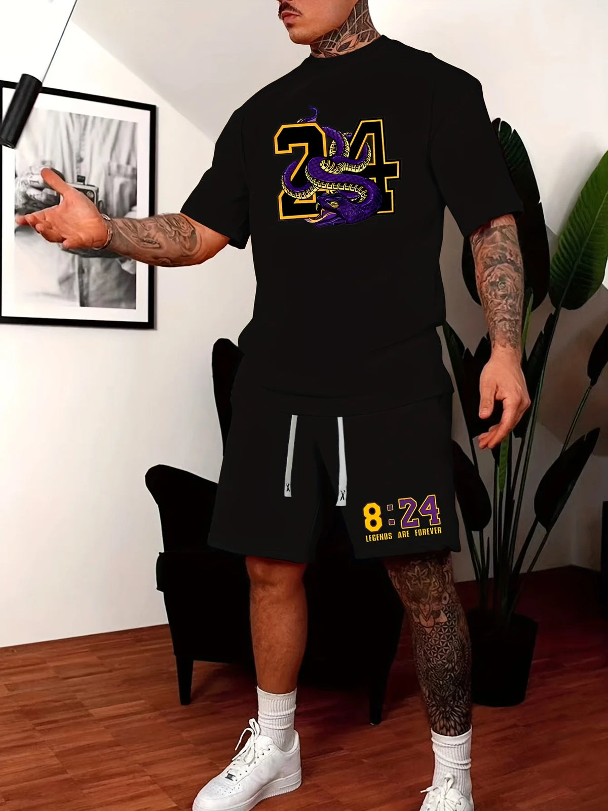 Ensemble homme t-shirt col rond et short à cordon – CLEVI Paris