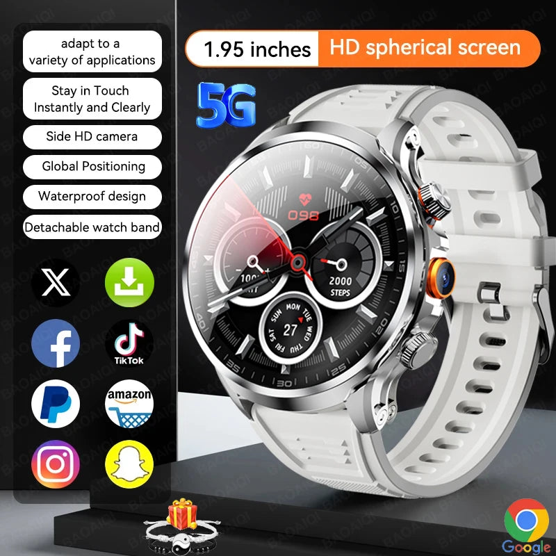 Montre Connectée 4G Android Écran Rond 1,95" Acier – CLEVI Paris