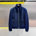Blouson homme bleu marine à manches en maille – CLEVI Paris