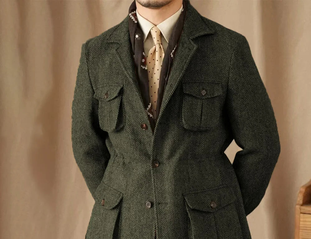 Blazer homme tweed à chevrons – CLEVI Paris
