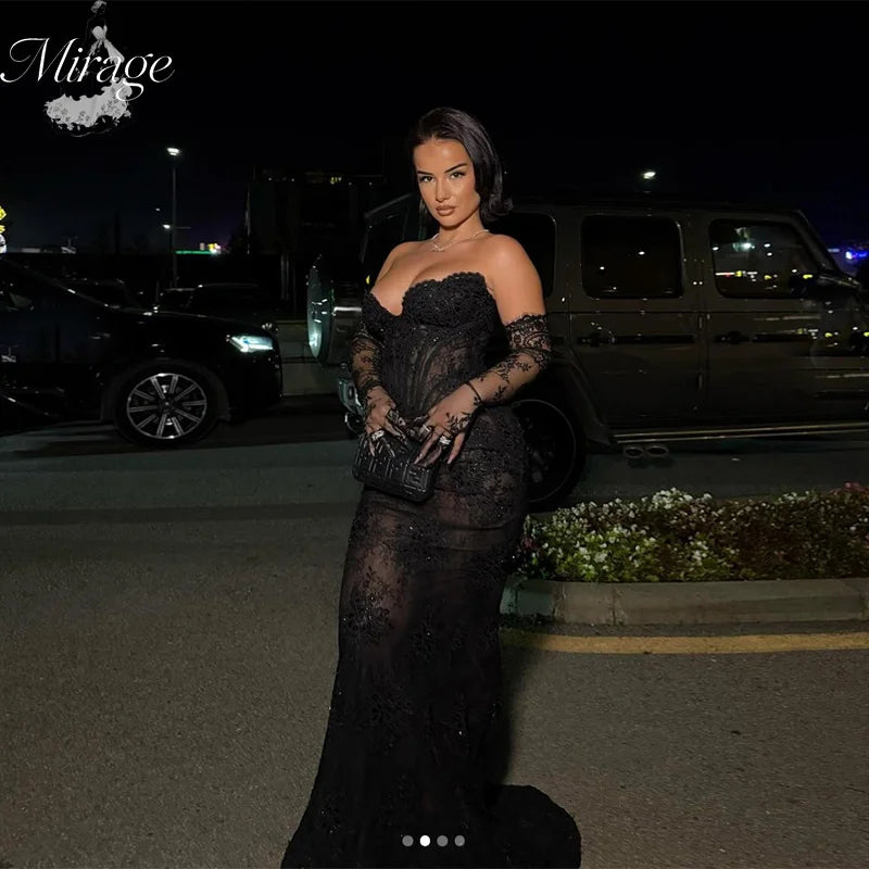Robe de bal sirène bustier en dentelle – CLEVI Paris