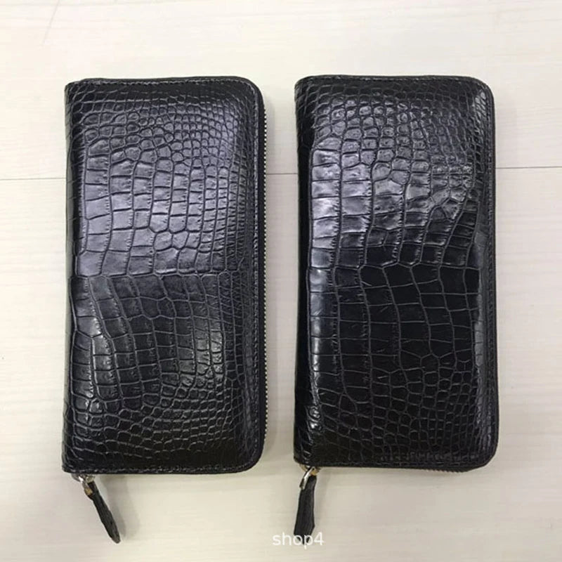 Portefeuille Long Homme Cuir Crocodile Véritable Motif Alligator – CLEVI Paris