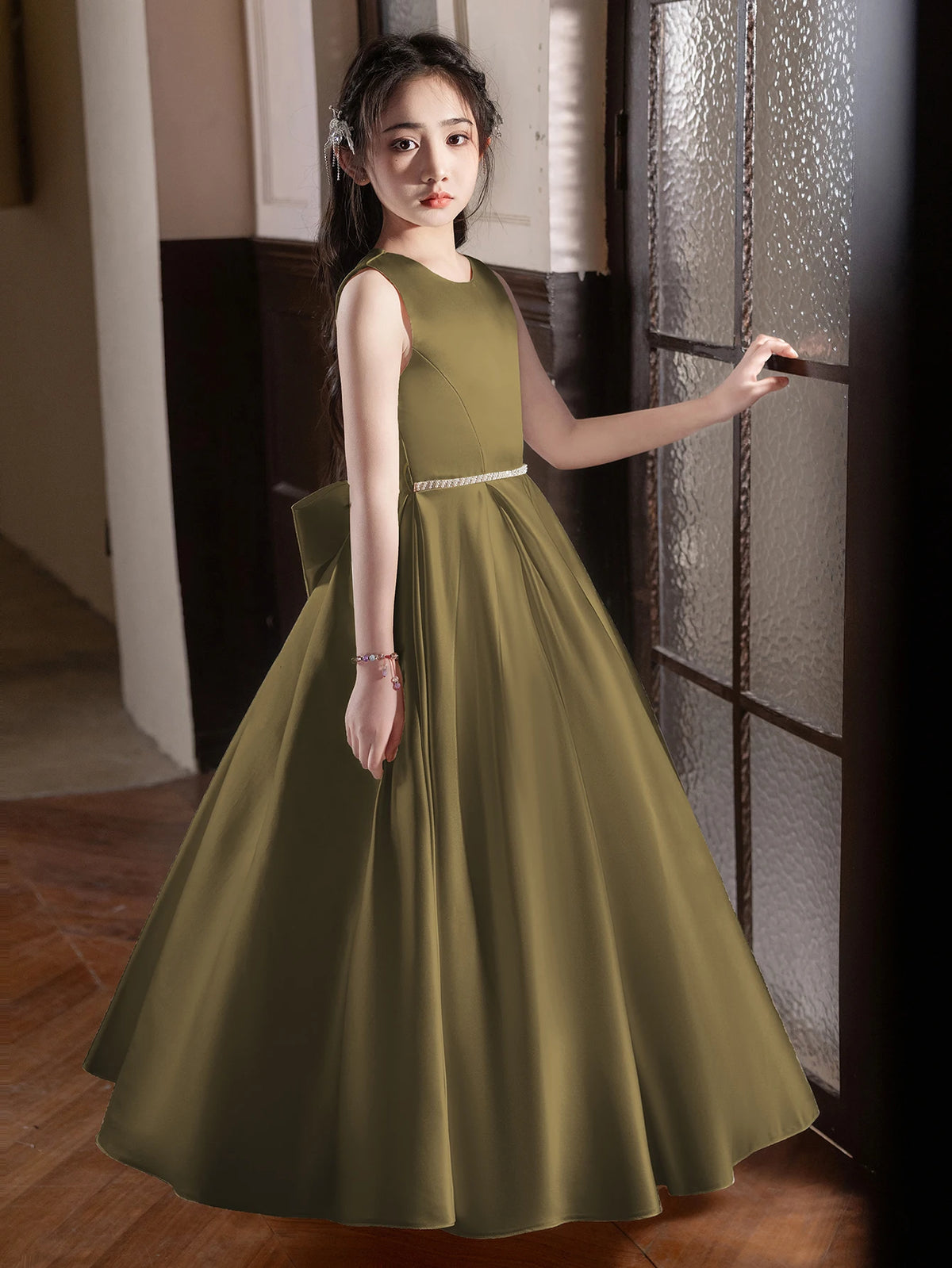 Robe cérémonie fille à grand nœud 5168 – CLEVI Paris