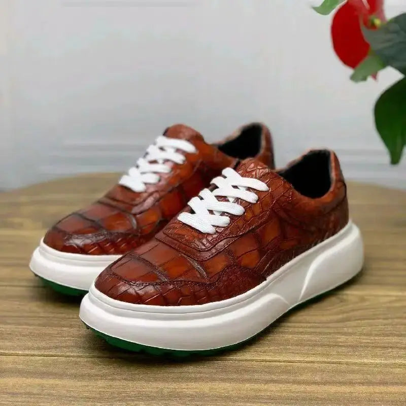 Sneakers Cuir Crocodile Homme 5 Coloris Lacets Casual – CLEVI Paris