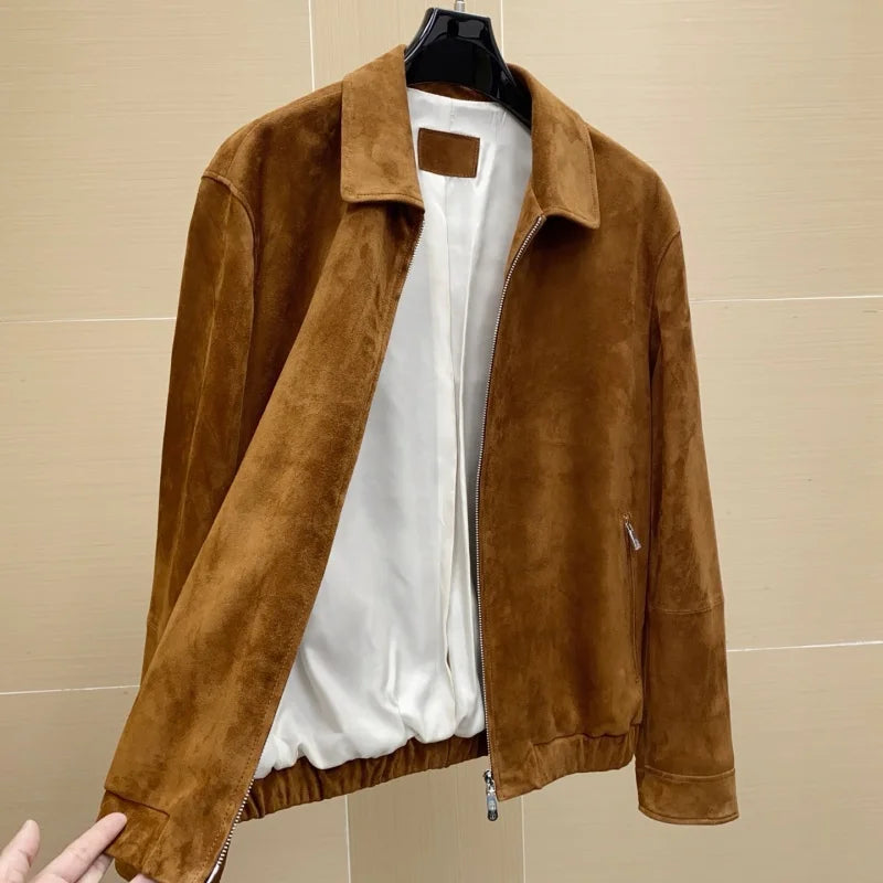 Blouson homme aspect daim à col rabattu – CLEVI Paris