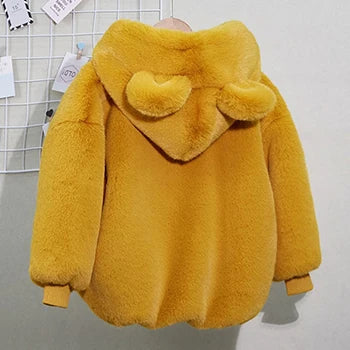 Veste enfant fausse fourrure à capuche – CLEVI Paris