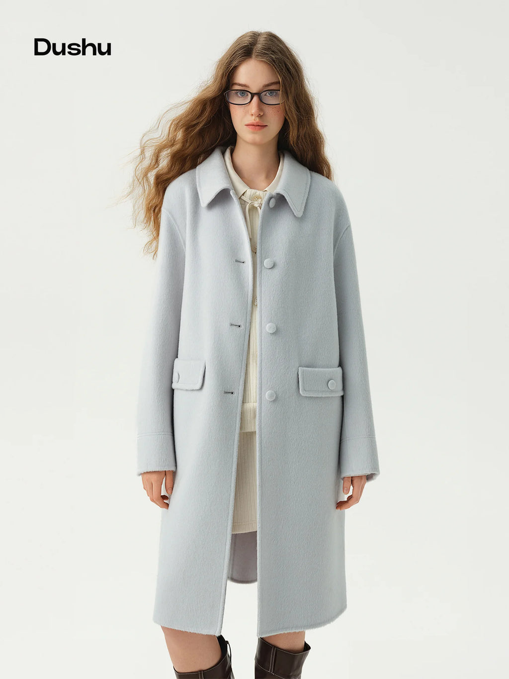 Manteau femme DUSHU laine double face trapèze – CLEVI Paris