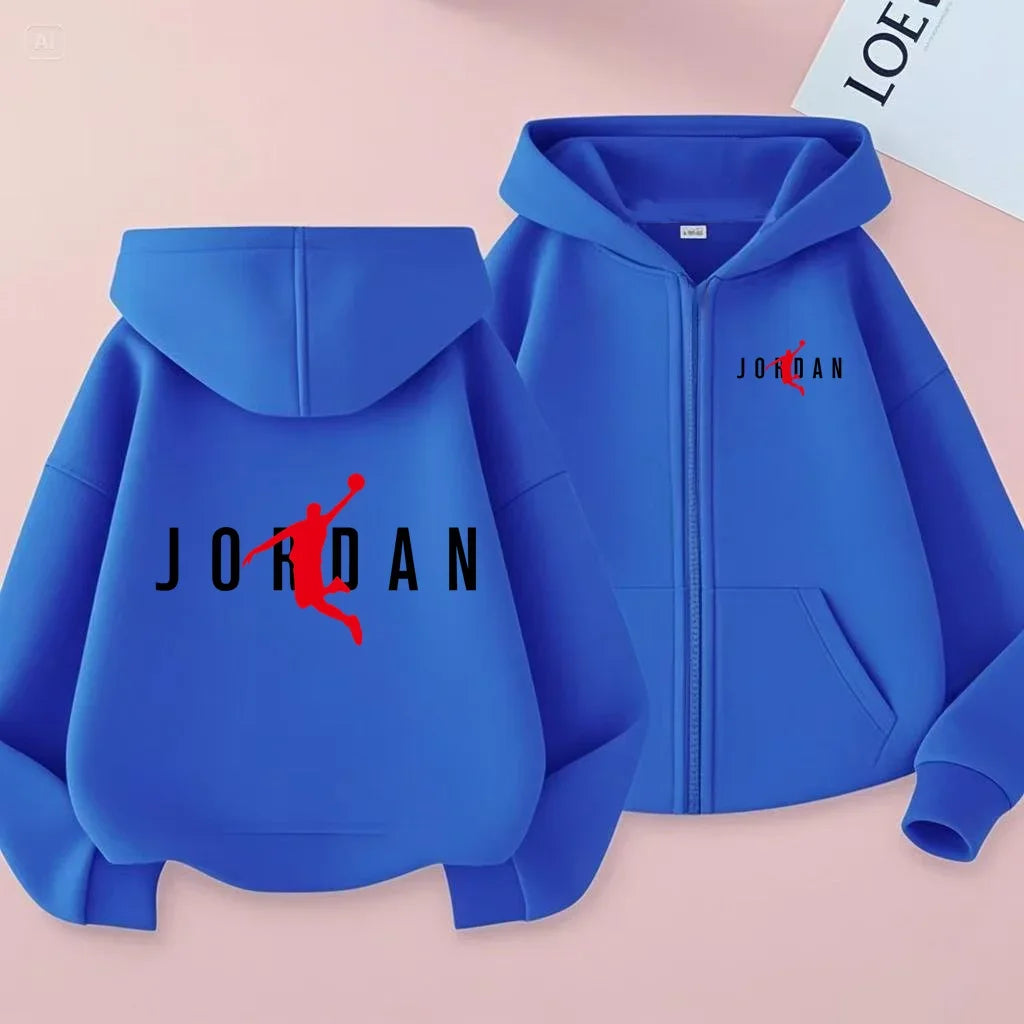 Sweat enfant à capuche zippé imprimé – CLEVI Paris