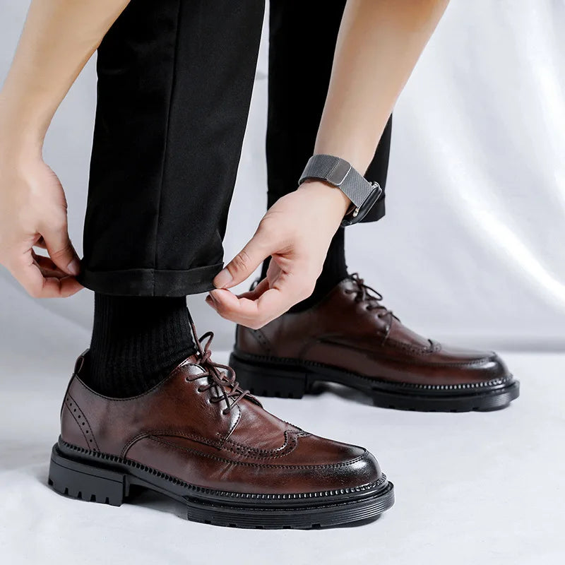 Oxford Homme Brogue Cuir Verni Respirant Imperméable | Business Mariage EU 38-45