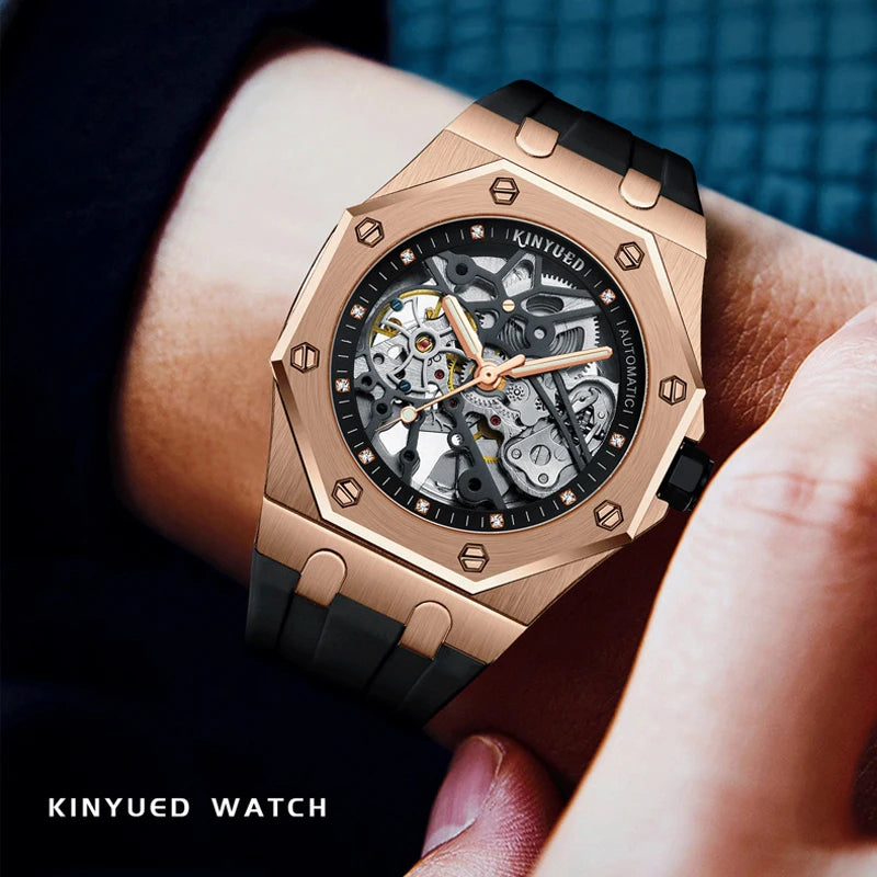 KINYUED J091 Montre Homme Automatique Squelette Steampunk Lumineux – CLEVI Paris