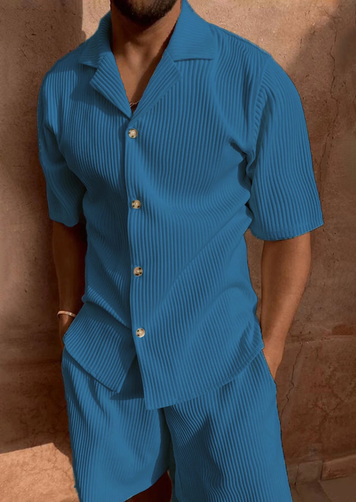 Ensemble homme chemise manches courtes et short – CLEVI Paris