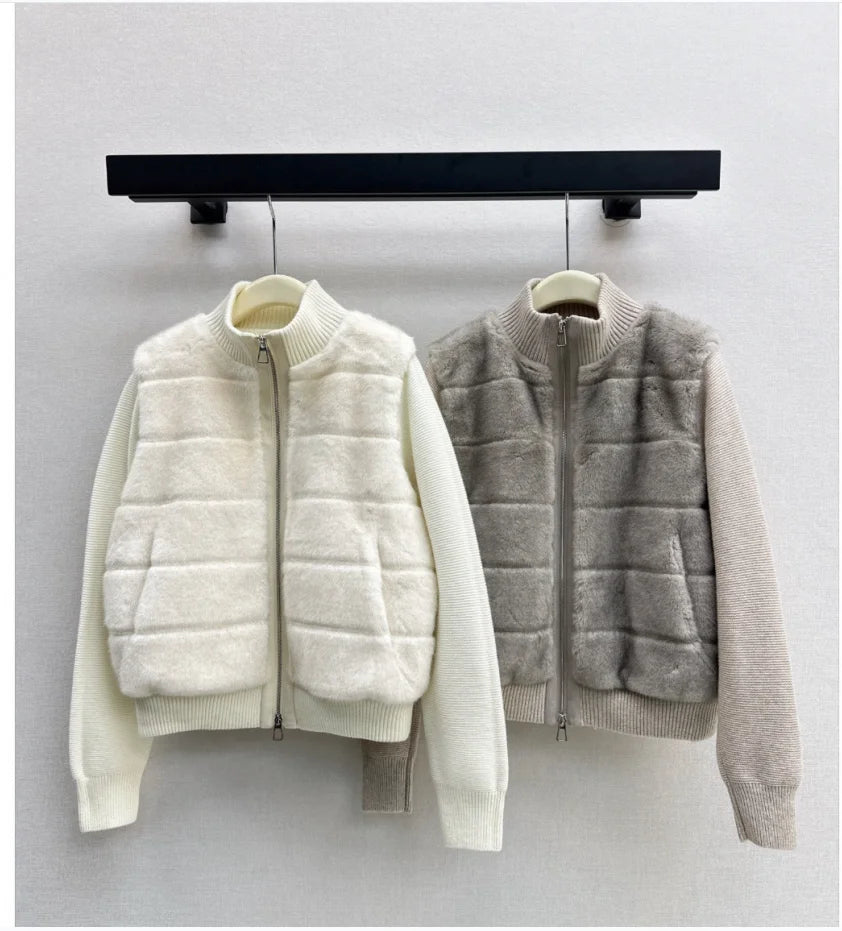 Veste femme laine et duvet à col montant – CLEVI Paris