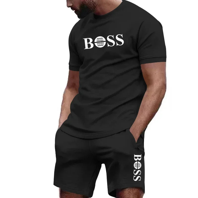 Ensemble homme t-shirt imprimé et short en maille – CLEVI Paris