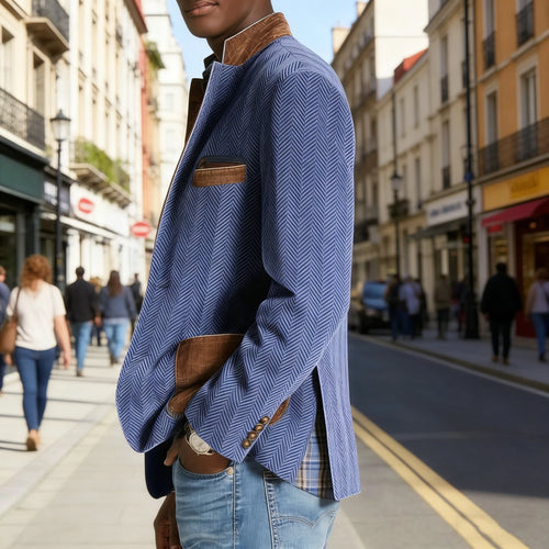 Blazer homme à chevrons avec détails façon daim – CLEVI Paris