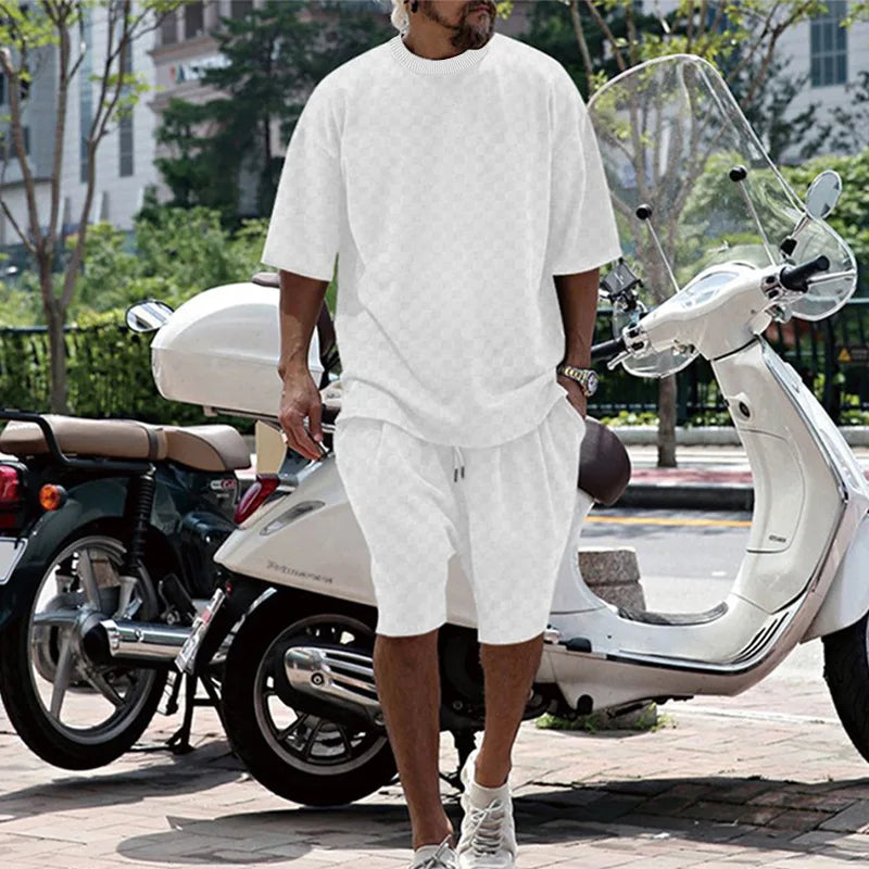 Ensemble homme t-shirt ample et short à carreaux – CLEVI Paris
