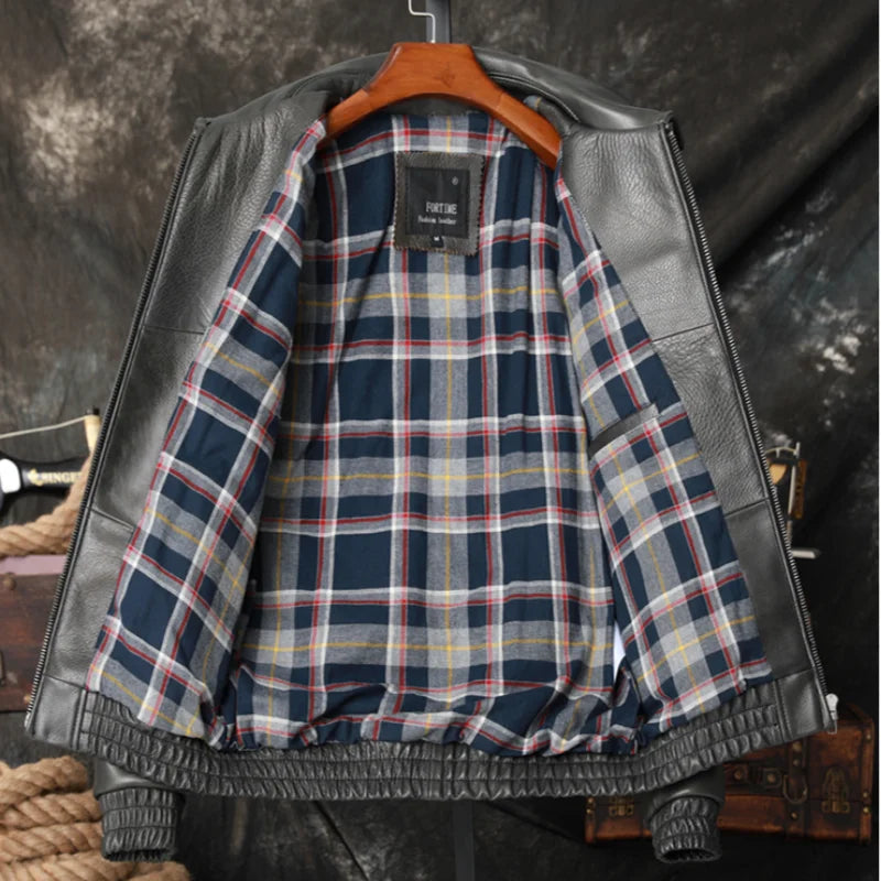 Veste pilote homme en cuir noir – CLEVI Paris