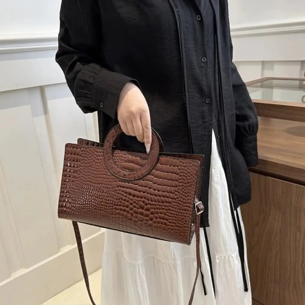 Sac Hobo Femme Cuir PU Motif Croco Grande Capacité Rétro Unisexe – CLEVI Paris