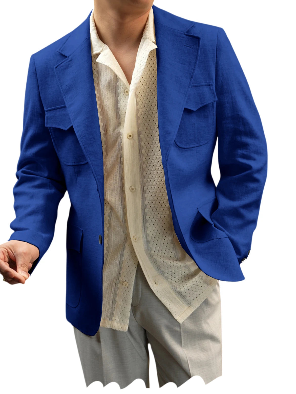 Blazer lin homme beige léger – CLEVI Paris