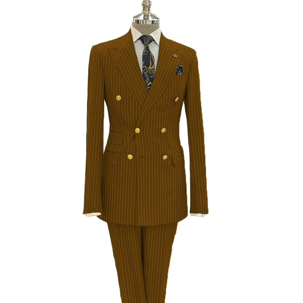 Costume homme rayé double boutonnage – CLEVI Paris
