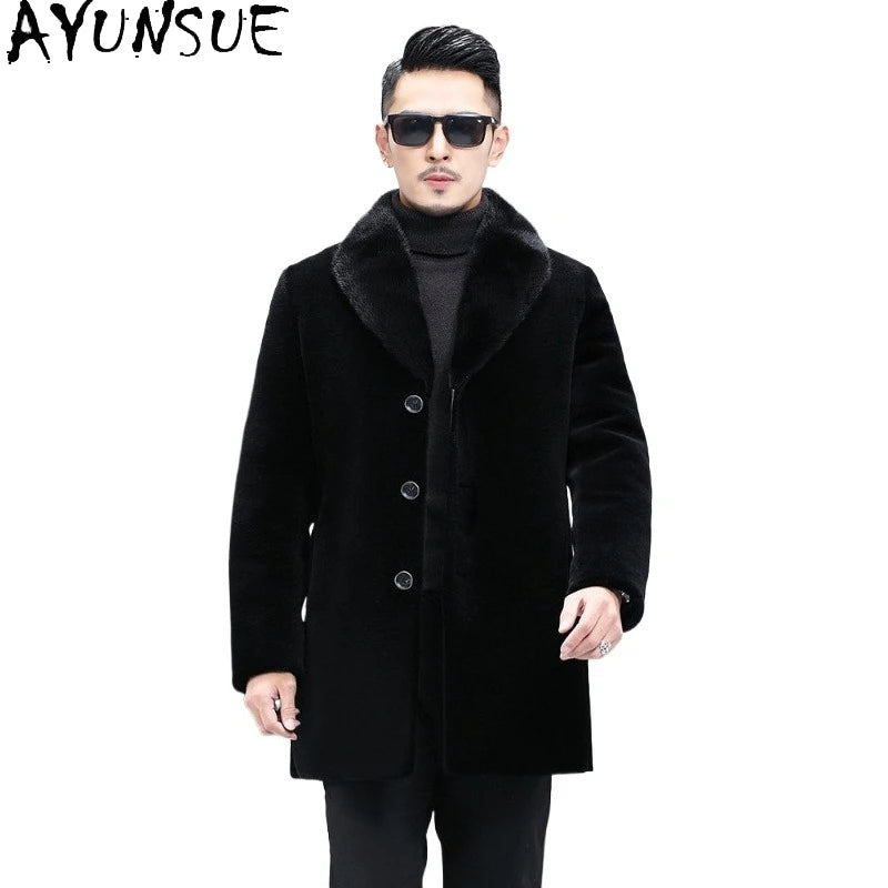 Manteau homme noir à col large – CLEVI Paris