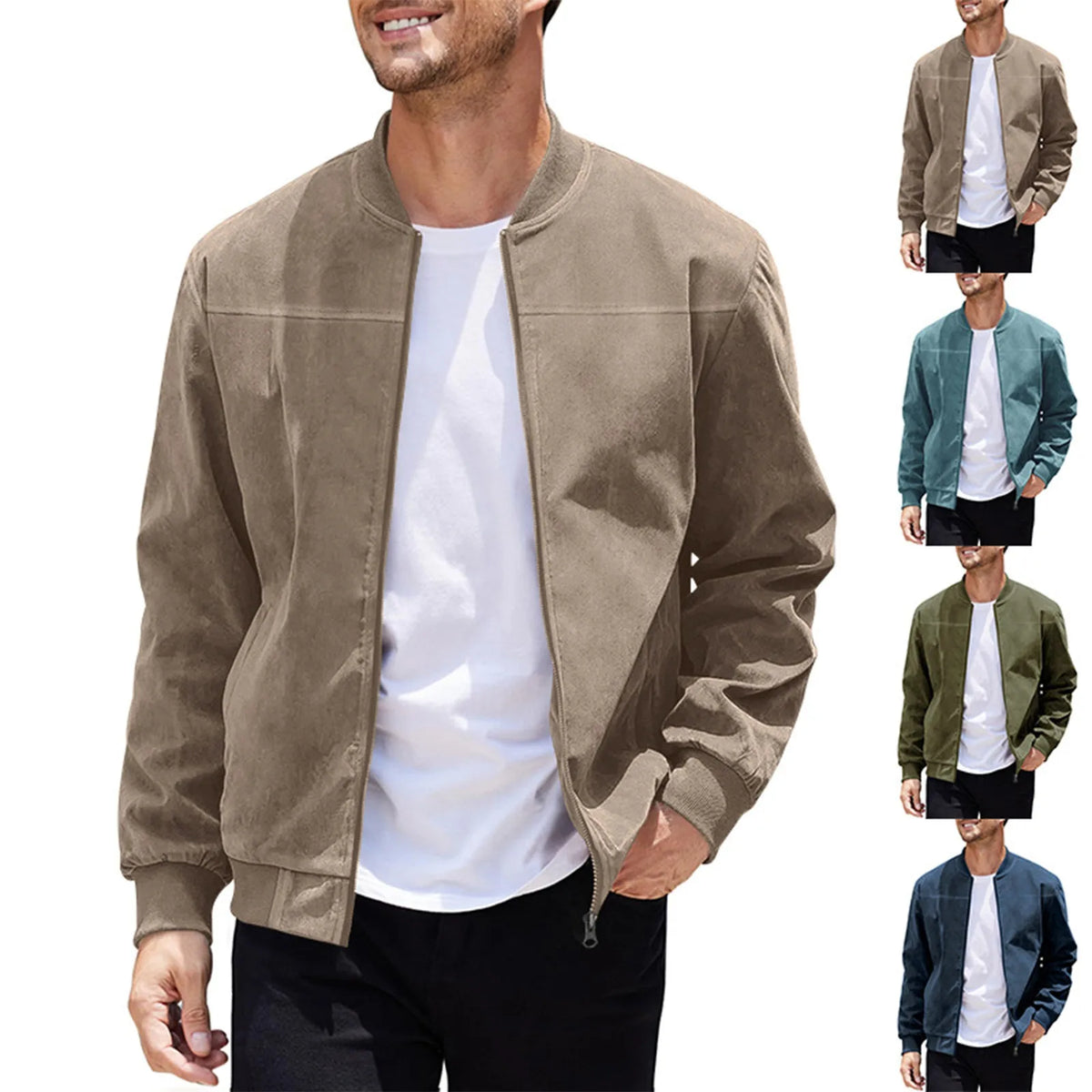 Veste homme zippée à col rond, style rétro – CLEVI Paris