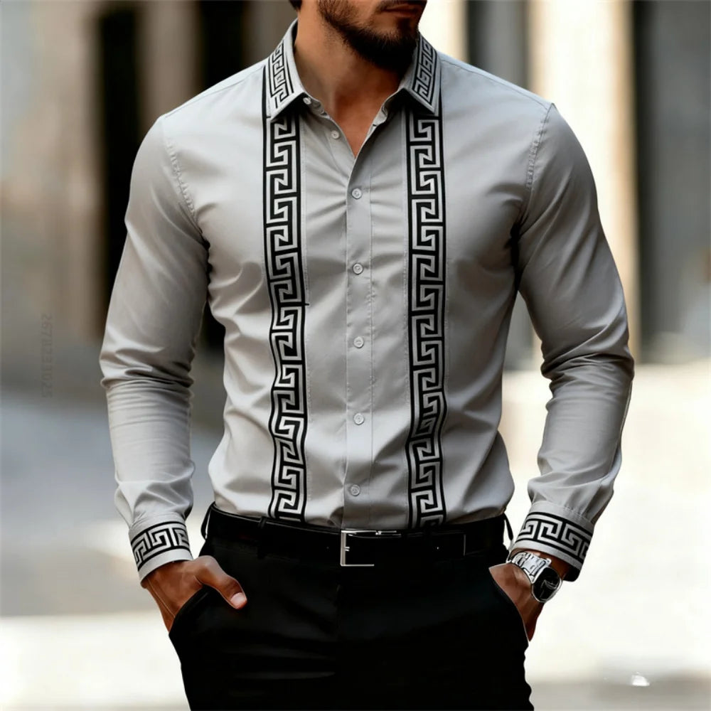 Chemise Imprimée Homme Manches Longues – CLEVI Paris