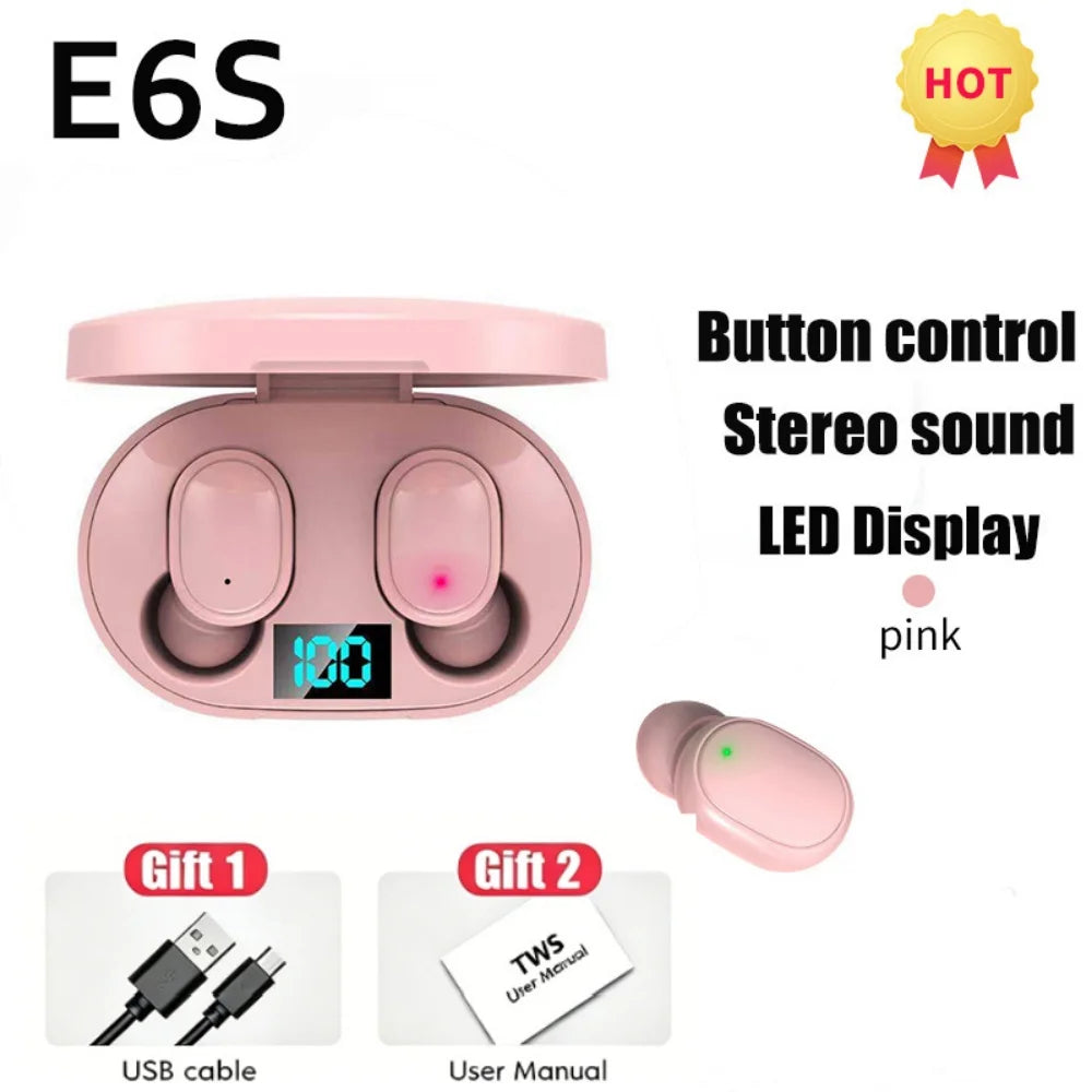 Écouteurs TWS E6S LED Digital Bluetooth 5.1 ANC HiFi – CLEVI Paris