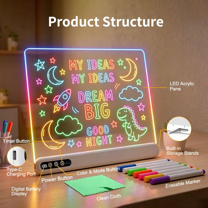 Tableau LED rechargeable avec minuterie – CLEVI Paris