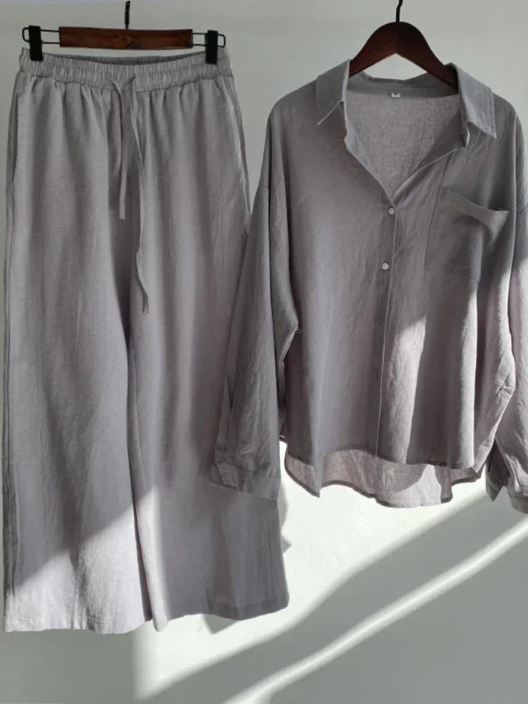 Ensemble 2 pièces femme en coton et lin – CLEVI Paris