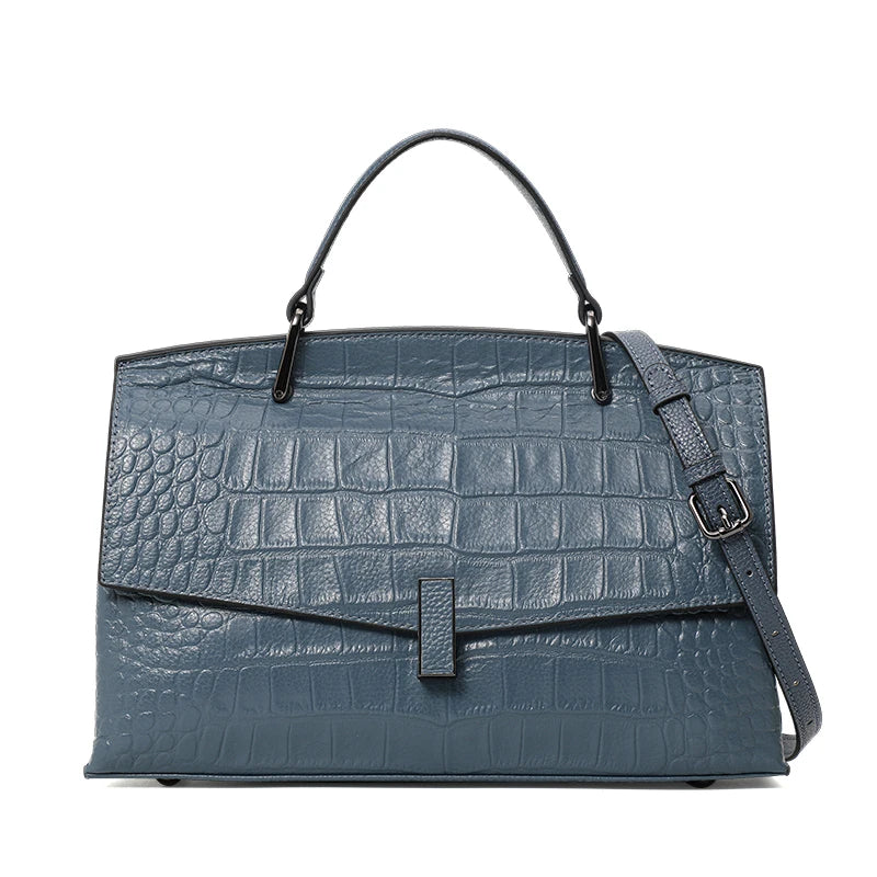 Sac Satchel Femme Cuir Vache Croco Mat Bandoulière – CLEVI Paris