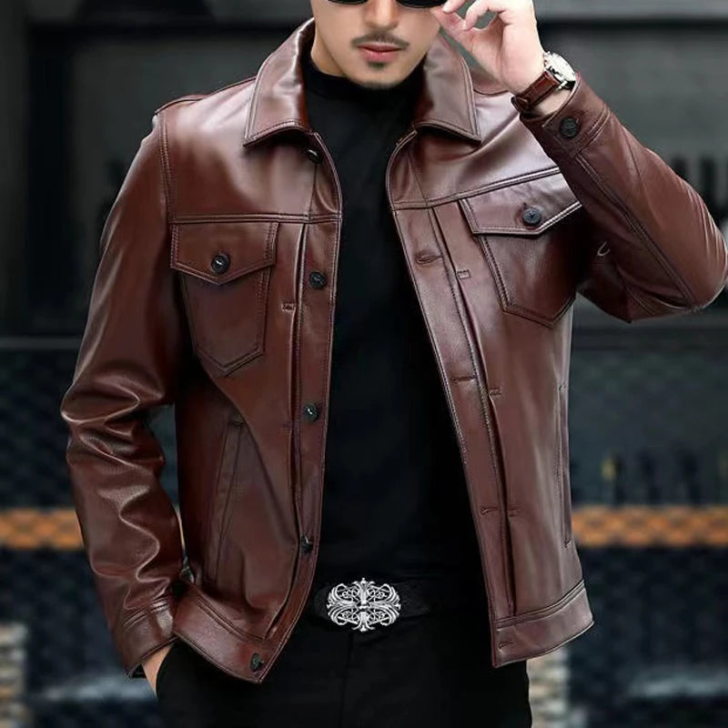 Veste homme en cuir de vachette à poches – CLEVI Paris