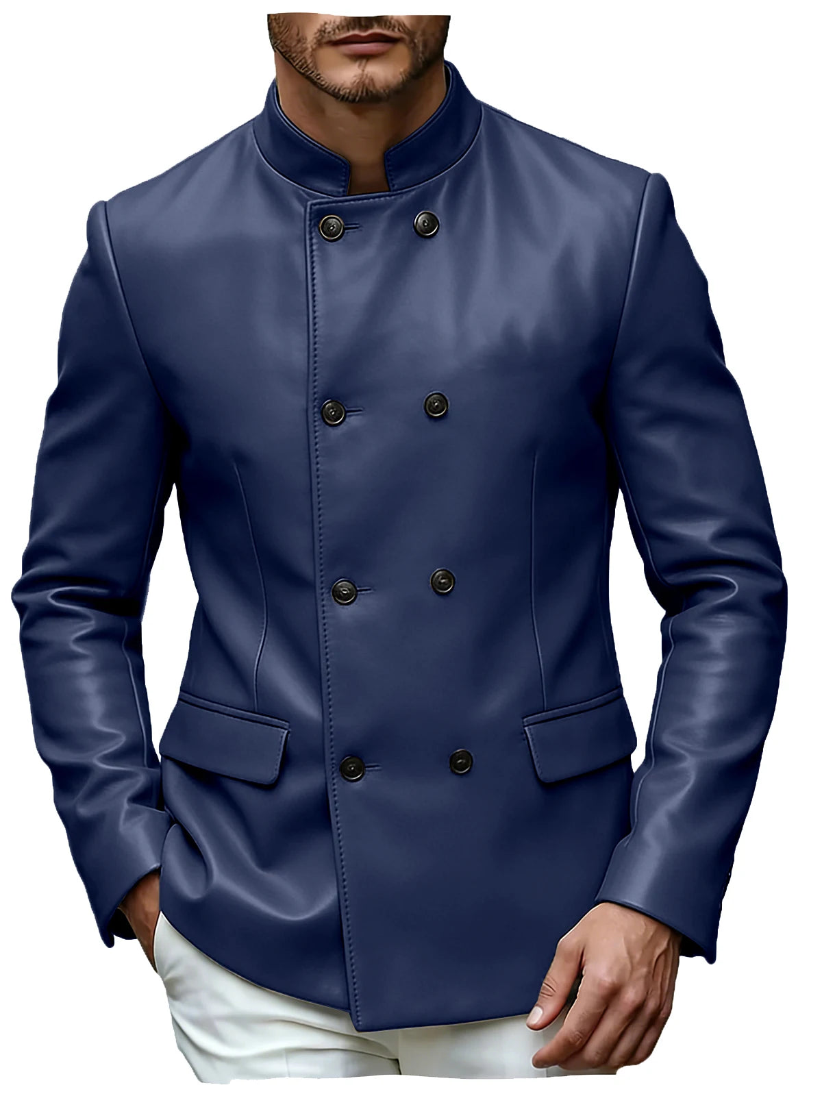 Blazer homme en similicuir, col montant – CLEVI Paris
