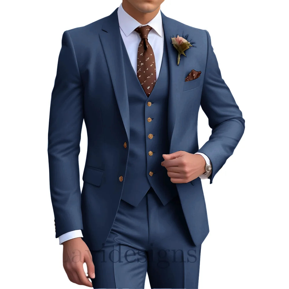 Costume homme 3 pièces, coupe droite plissée – CLEVI Paris
