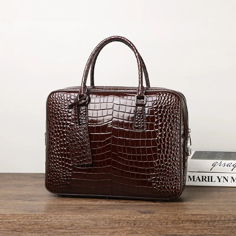 Porte-Documents Homme Cuir Véritable Motif Alligator 14” – CLEVI Paris