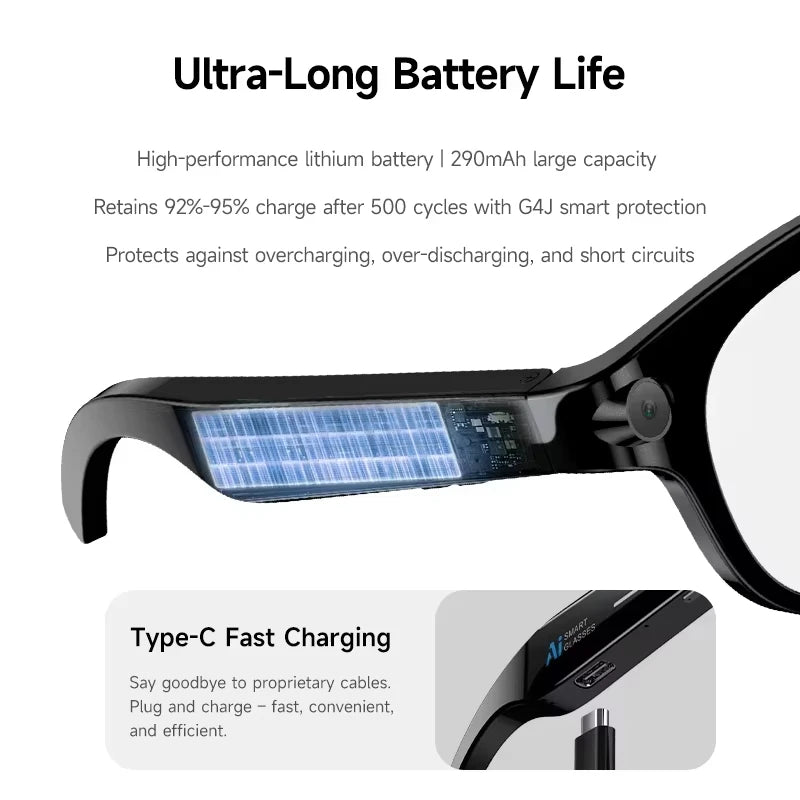Lunettes IA Lenovo M89 Caméra 8K Traduction Bluetooth GPS Anti-Bleu – CLEVI Paris