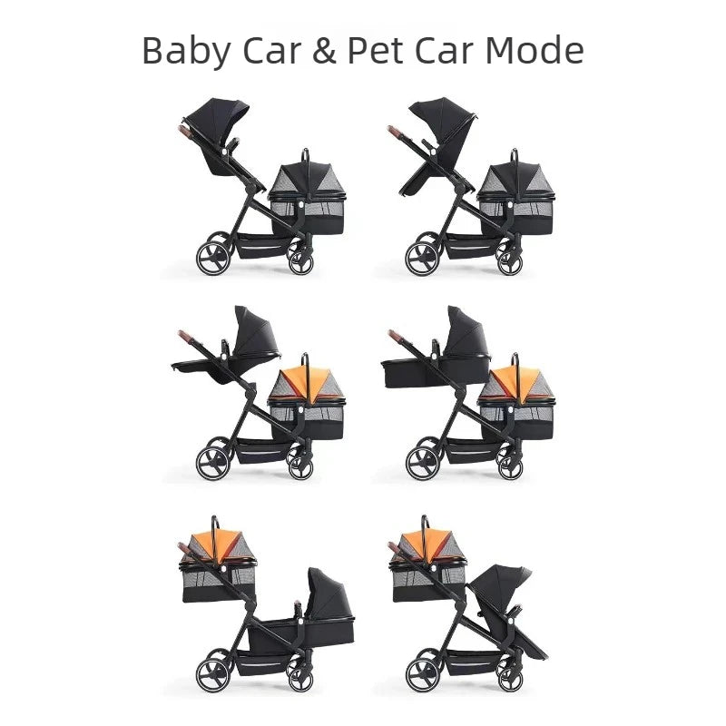 Poussette enfant avec porte-animaux noire – CLEVI Paris
