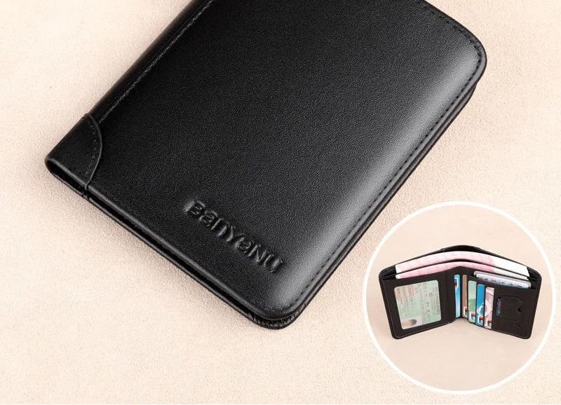 Portefeuille Court Homme Cuir Véritable Anti-RFID Multifonction 8 Coloris – CLEVI Paris