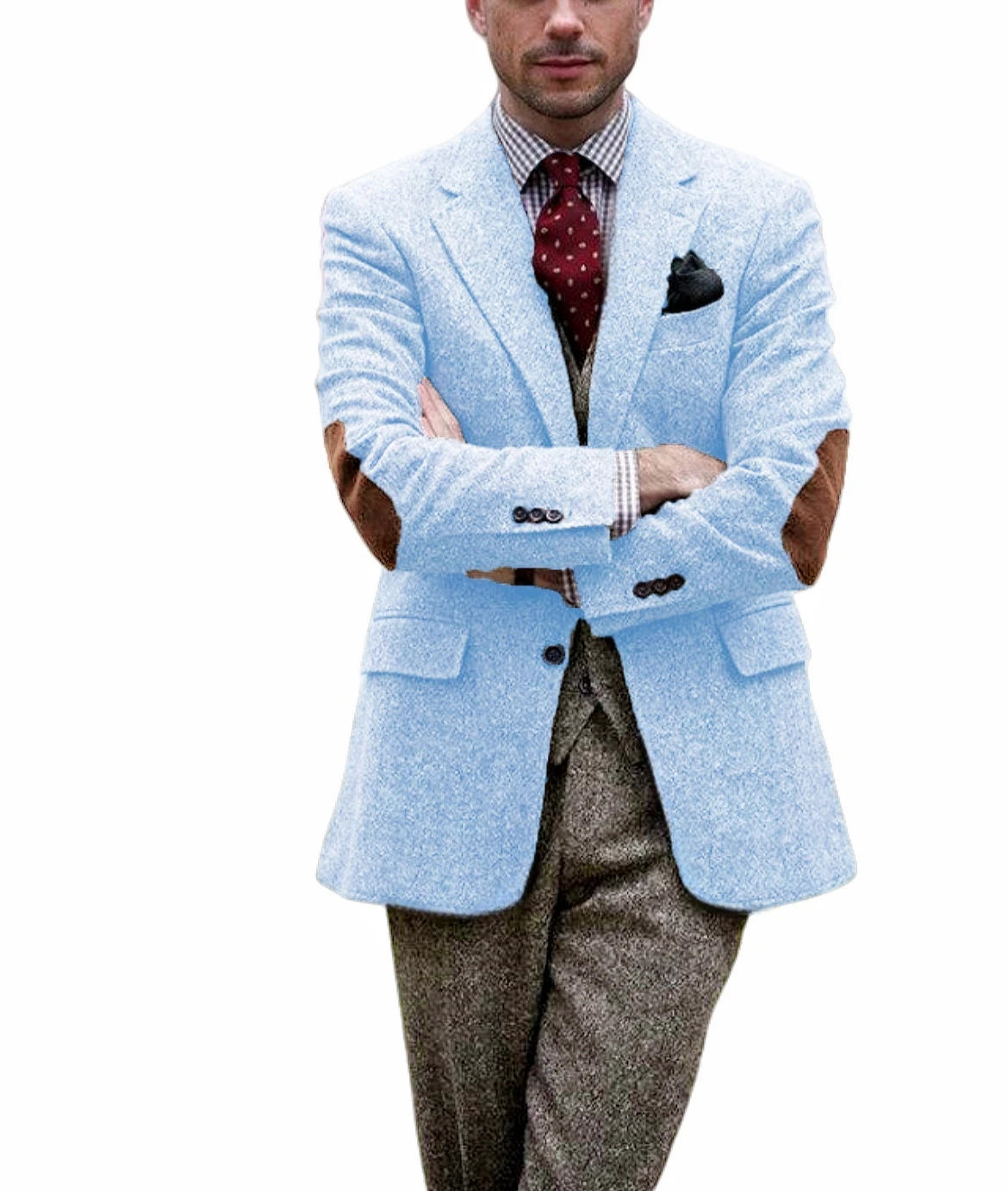 Blazer homme en tweed, revers cranté et coudes – CLEVI Paris