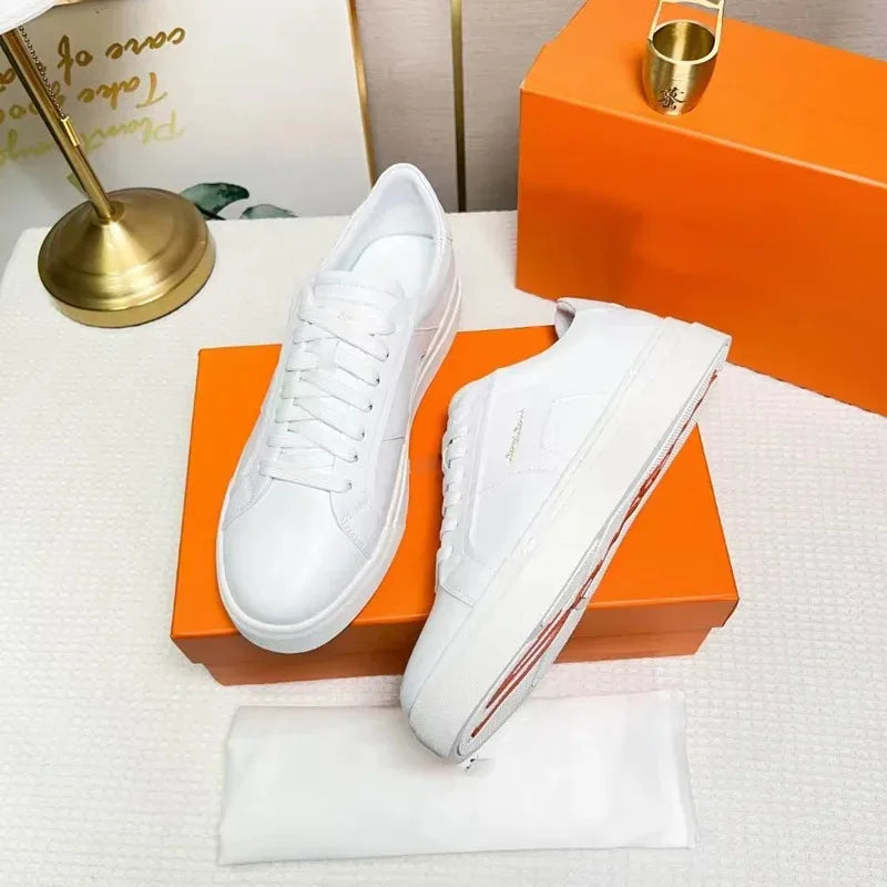 Sneakers Cuir Blanc Plateforme Unisexe – CLEVI Paris