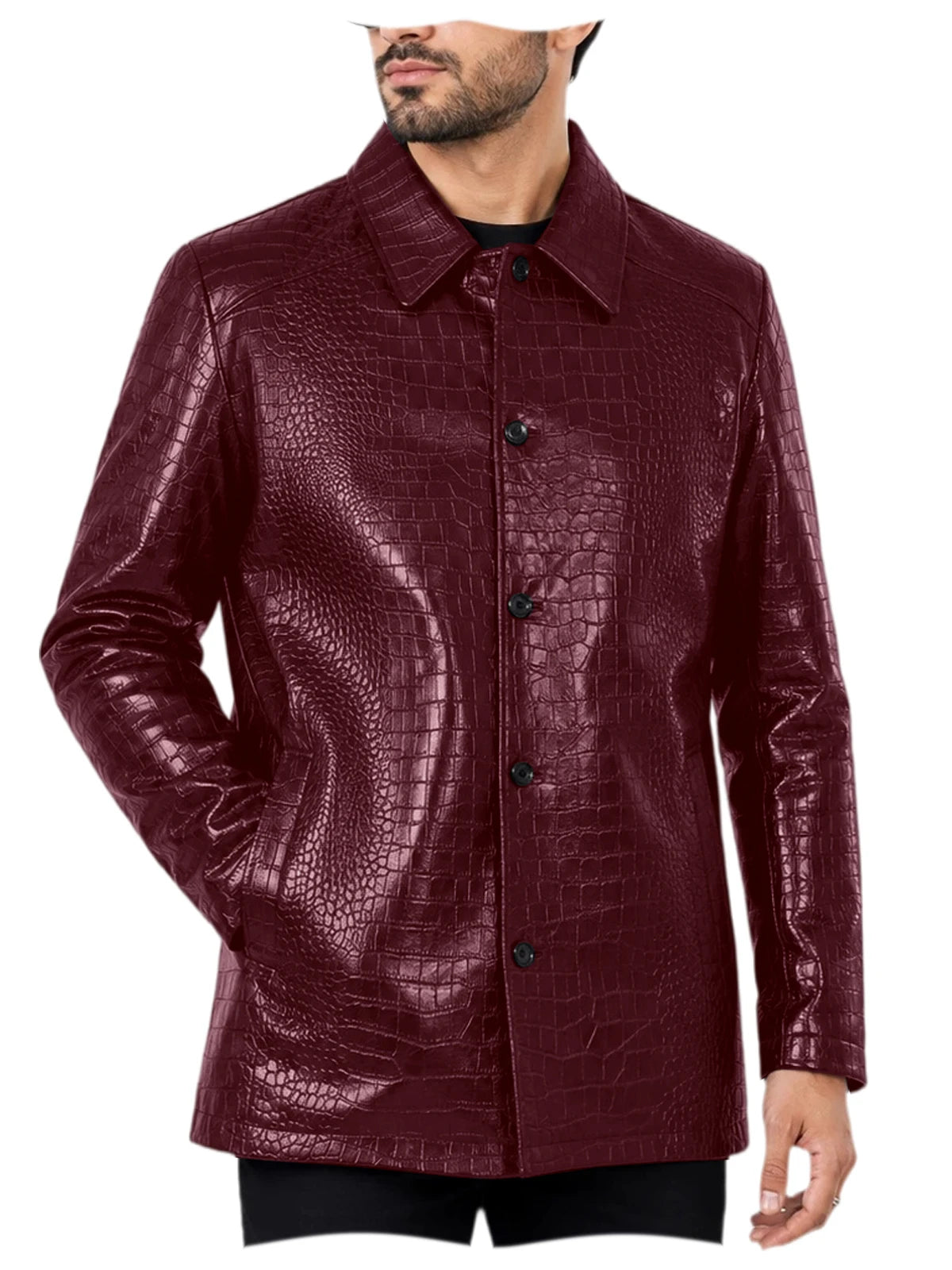 Blazer homme simili cuir motif crocodile – CLEVI Paris