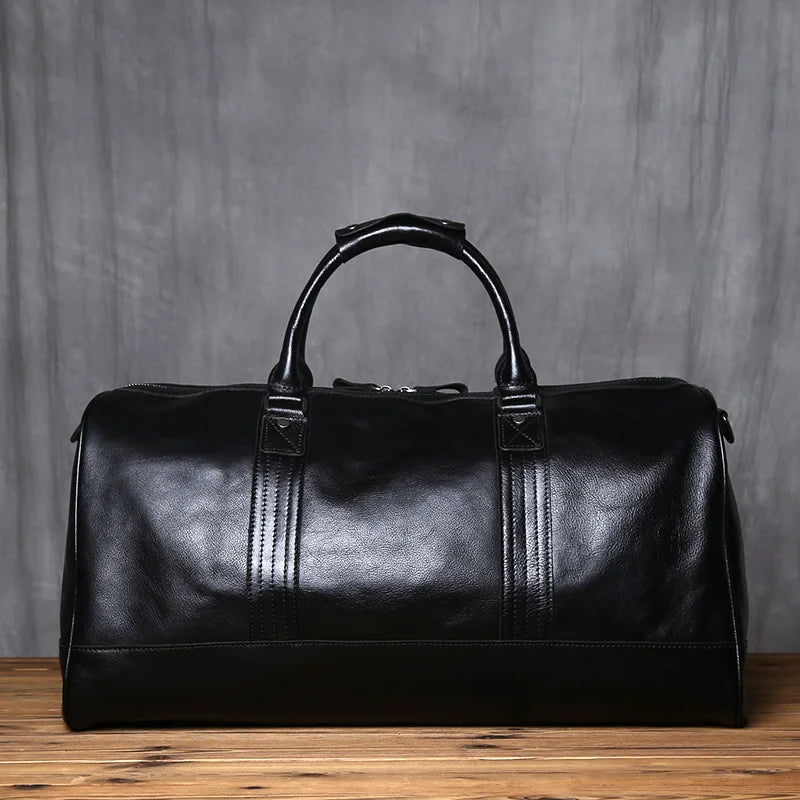 Sac de Voyage Homme Cuir Vache Naturel Laptop 16" 52x27x28cm – CLEVI Paris