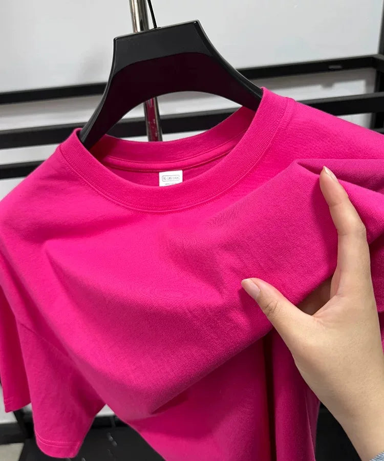 T-shirt homme uni à col rond en coton – CLEVI Paris