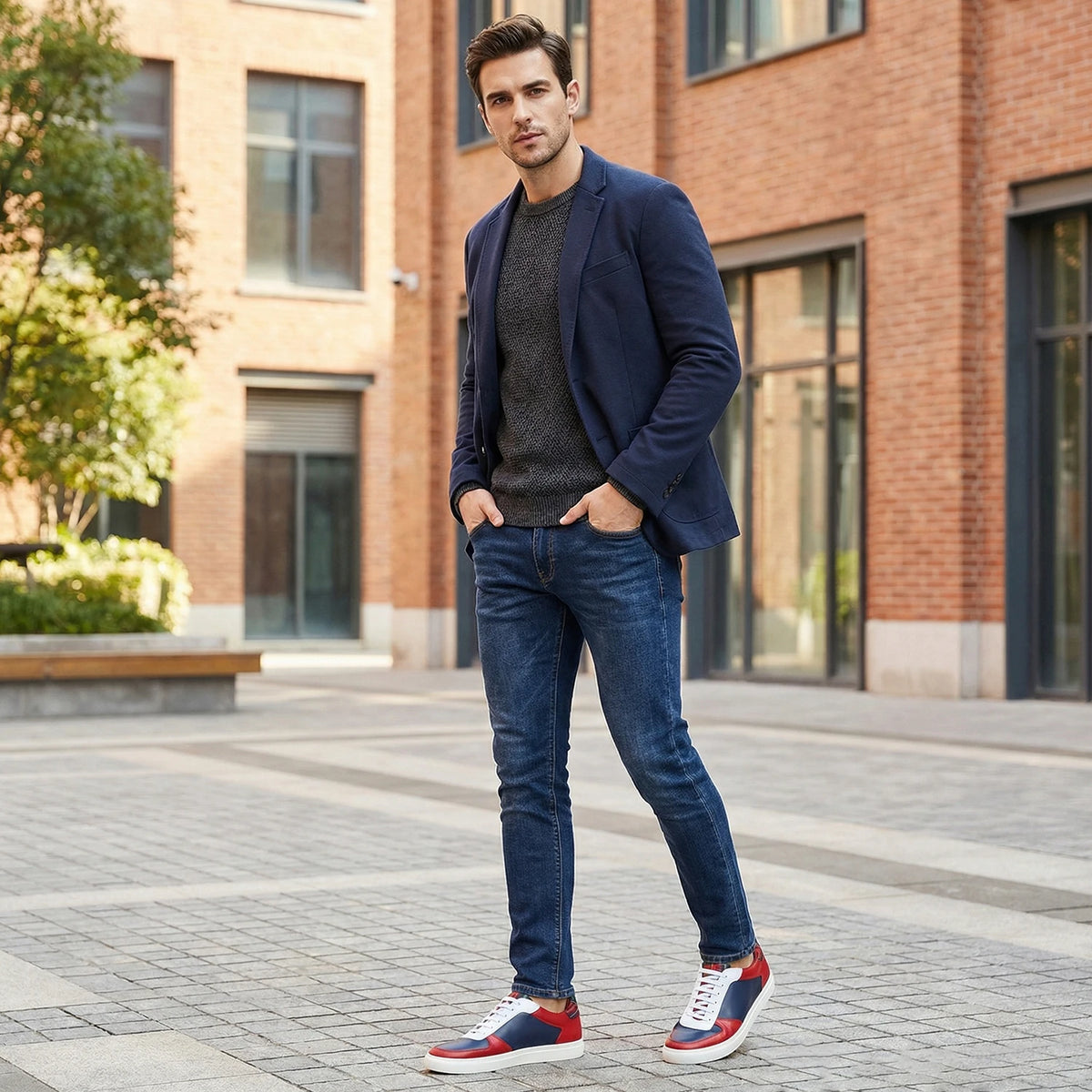 Sneakers Cuir Véritable Homme Patchwork Semelle Rehausseé – CLEVI Paris