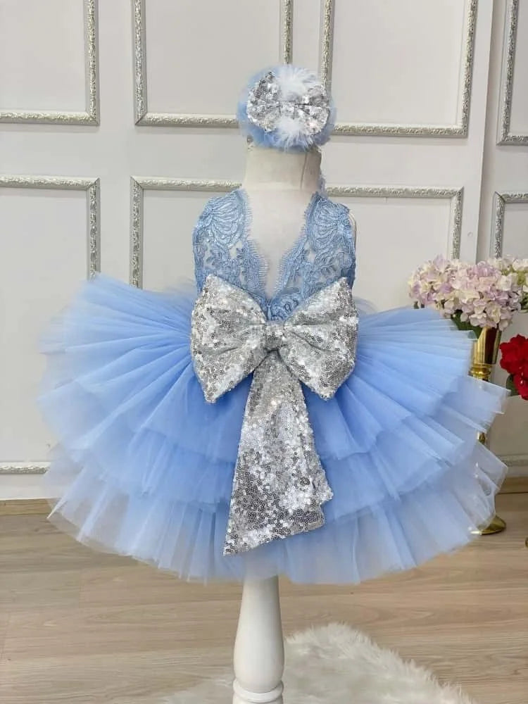 Robe cérémonie fille en tulle et dentelle – CLEVI Paris