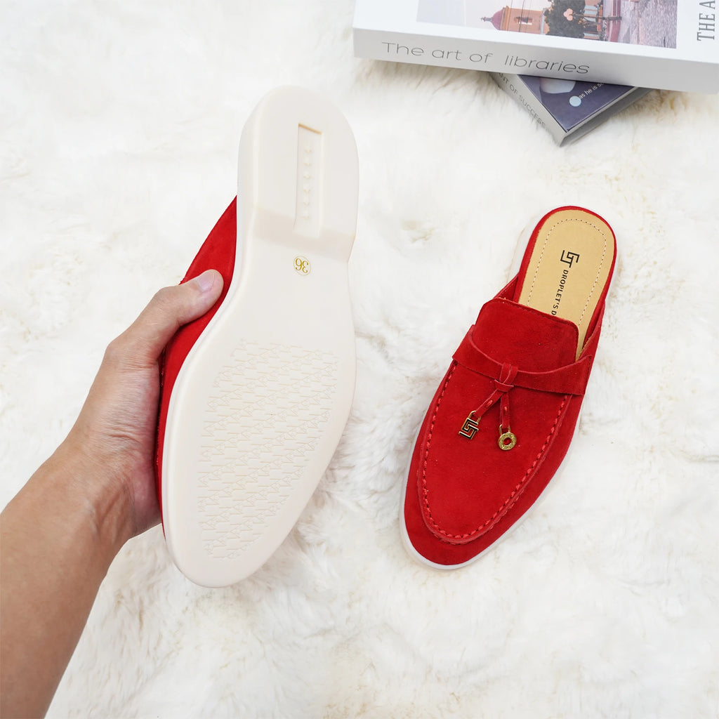 Mocassins femme en daim à talon bas – CLEVI Paris