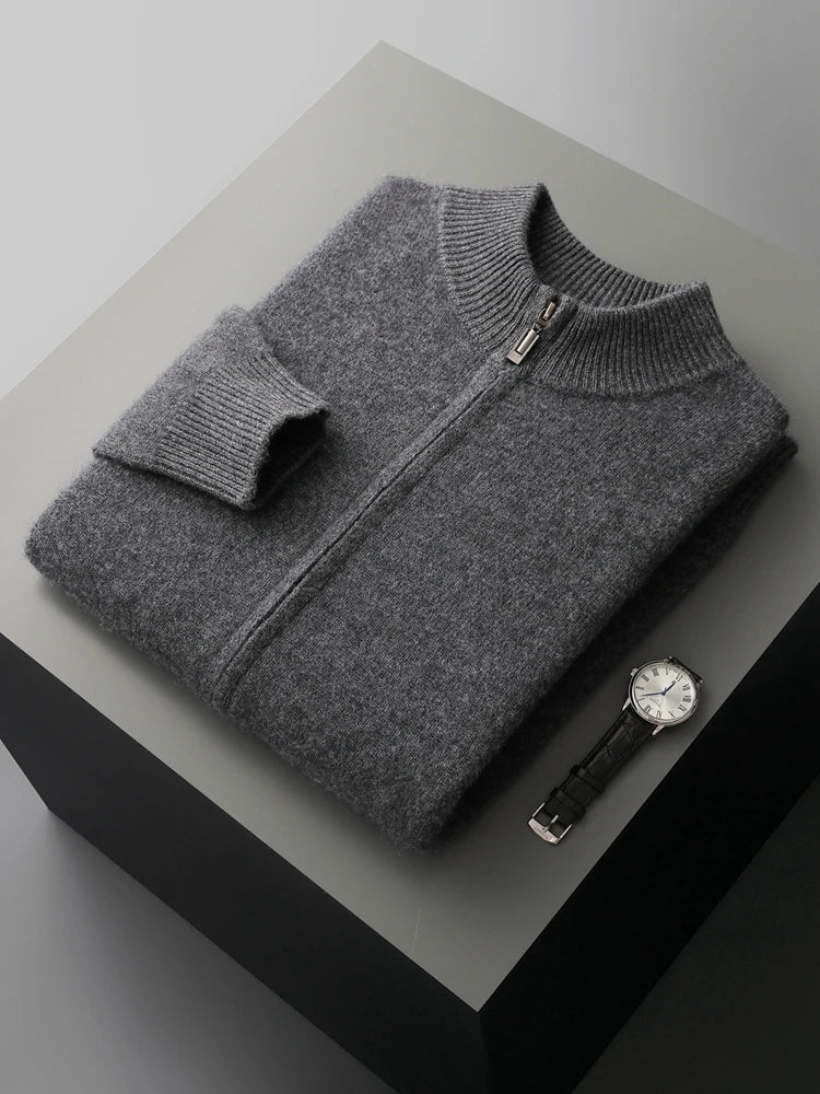 Ensemble Jogging Homme 100% Laine Mérinos MVLYFLRT – Cardigan Col Rond Demi-Zip + Pantalon – 3 Coloris, S à XXL – CLEVI Paris