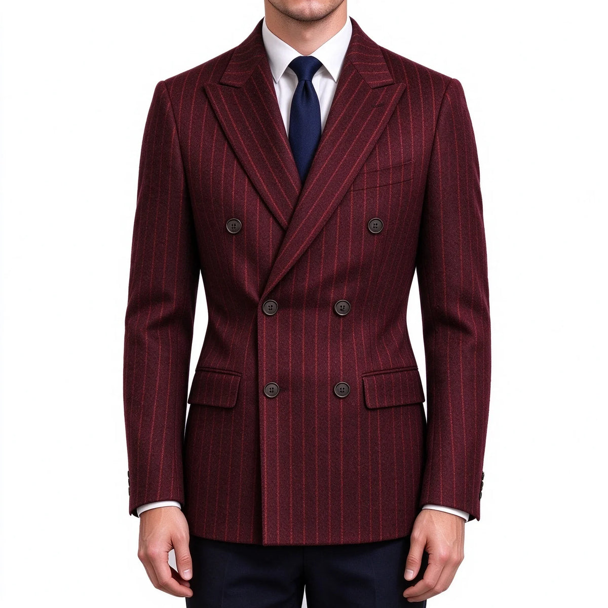 Blazer homme croisé à fines rayures – CLEVI Paris