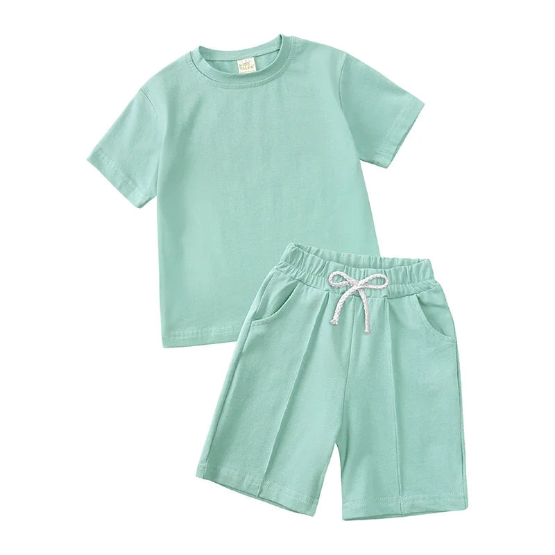 Ensemble enfant uni T-shirt et short à plis – CLEVI Paris